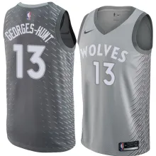 NBA Men Minnesota Timberwolves Grey City #13 GEORGES-HUNT Jersey High Quality Name and Number Print