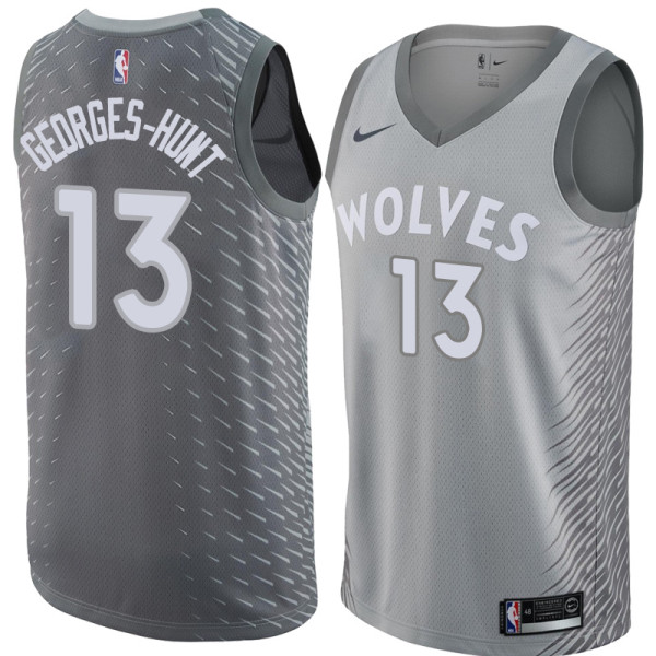 NBA Men Minnesota Timberwolves Grey City #13 GEORGES-HUNT Jersey High Quality Name and Number Print