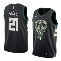 NBA Men Milwaukee Bucks Black #21 SNELL Jersey High Quality Name and Number Print