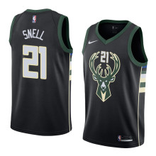 NBA Men Milwaukee Bucks Black #21 SNELL Jersey High Quality Name and Number Print