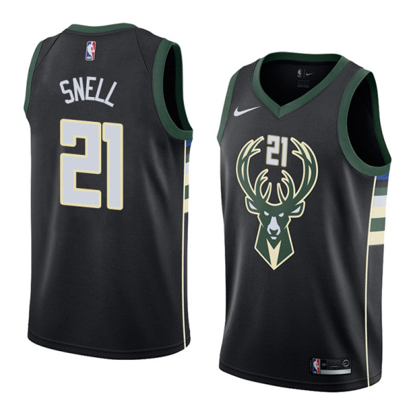 NBA Men Milwaukee Bucks Black #21 SNELL Jersey High Quality Name and Number Print
