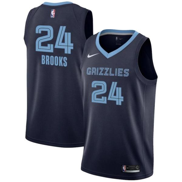 NBA Men Memphis Grizzlies Dark Blue #24 BROOKS Jersey High Quality Name and Number Print