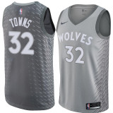 NBA Men Minnesota Timberwolves Grey City #32 TOWNS Jersey High Quality Name and Number Print