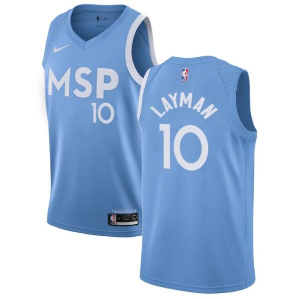 NBA Men Minnesota Timberwolves Light Blue City #10 LAYMAN Jersey High Quality Name and Number Print