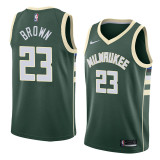 NBA Men Milwaukee Bucks Green #23 BROWN Jersey High Quality Name and Number Print