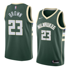 NBA Men Milwaukee Bucks Green #23 BROWN Jersey High Quality Name and Number Print