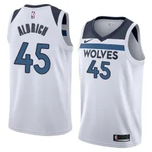 NBA Men Minnesota Timberwolves White #45 ALDRICH Jersey High Quality Name and Number Print