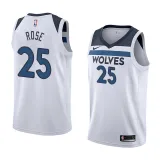 NBA Men Minnesota Timberwolves White #25 ROSE Jersey High Quality Name and Number Print