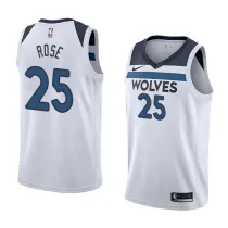 NBA Men Minnesota Timberwolves White #25 ROSE Jersey High Quality Name and Number Print