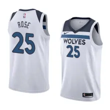 NBA Men Minnesota Timberwolves White #25 ROSE Jersey High Quality Name and Number Print