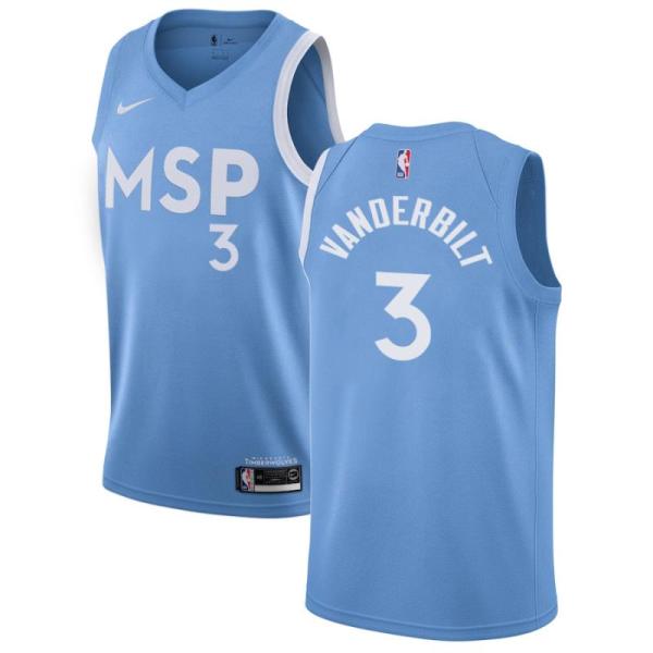 NBA Men Minnesota Timberwolves Light Blue City #3 VANDERBILT Jersey High Quality Name and Number Print