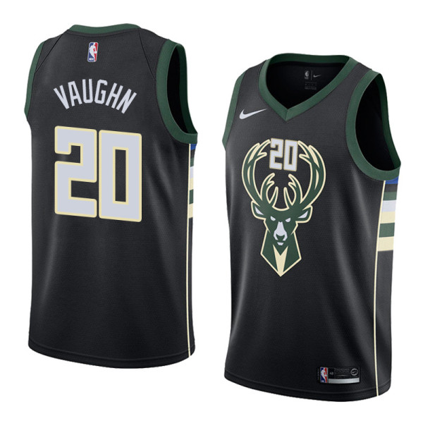 NBA Men Milwaukee Bucks Black #20 VAUGHN Jersey High Quality Name and Number Print