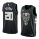 NBA Men Milwaukee Bucks Black #20 VAUGHN Jersey High Quality Name and Number Print