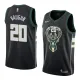 NBA Men Milwaukee Bucks Black #20 VAUGHN Jersey High Quality Name and Number Print