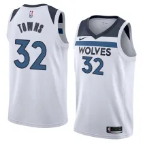 NBA Men Minnesota Timberwolves White #32 TOWNS Jersey High Quality Name and Number Print