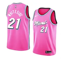 NBA Men Miami Heat Pink City #21 WHITESIDE Jersey High Quality Name and Number Print