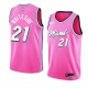 NBA Men Miami Heat Pink City #21 WHITESIDE Jersey High Quality Name and Number Print