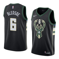 NBA Men Milwaukee Bucks Black #6 BLEDSOE Jersey High Quality Name and Number Print