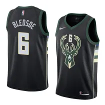NBA Men Milwaukee Bucks Black #6 BLEDSOE Jersey High Quality Name and Number Print