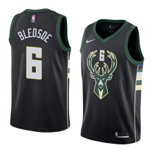 NBA Men Milwaukee Bucks Black #6 BLEDSOE Jersey High Quality Name and Number Print