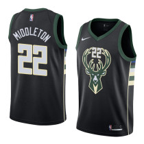 NBA Men Milwaukee Bucks Black #22 MIDDLETON Jersey High Quality Name and Number Print