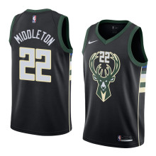 NBA Men Milwaukee Bucks Black #22 MIDDLETON Jersey High Quality Name and Number Print