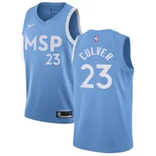 NBA Men Minnesota Timberwolves Light Blue City #23 CULVER Jersey High Quality Name and Number Print