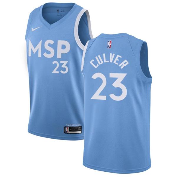 NBA Men Minnesota Timberwolves Light Blue City #23 CULVER Jersey High Quality Name and Number Print