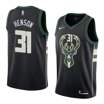 NBA Men Milwaukee Bucks Black #31 HENSON Jersey High Quality Name and Number Print