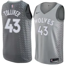 NBA Men Minnesota Timberwolves Grey City #43 TOLLIVER Jersey High Quality Name and Number Print