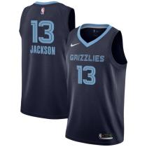 NBA Men Memphis Grizzlies Dark Blue #13 JACKSON Jersey High Quality Name and Number Print