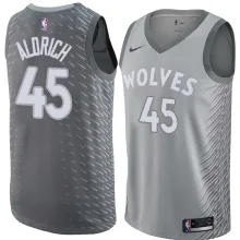 NBA Men Minnesota Timberwolves Grey City #45 ALDRICH Jersey High Quality Name and Number Print