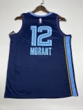 NBA Men Memphis Grizzlies Dark Blue #12 MORANT Jersey High Quality Name and Number Print