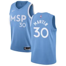 NBA Men Minnesota Timberwolves Light Blue City #30 MARTIN Jersey High Quality Name and Number Print