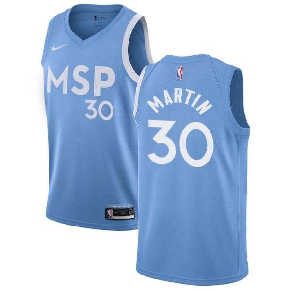 NBA Men Minnesota Timberwolves Light Blue City #30 MARTIN Jersey High Quality Name and Number Print