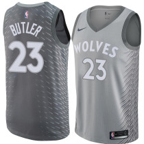 NBA Men Minnesota Timberwolves Grey City #23 BUTLER Jersey High Quality Name and Number Print