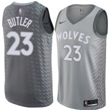 NBA Men Minnesota Timberwolves Grey City #23 BUTLER Jersey High Quality Name and Number Print