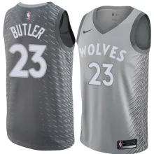 NBA Men Minnesota Timberwolves Grey City #23 BUTLER Jersey High Quality Name and Number Print