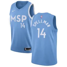 NBA Men Minnesota Timberwolves Light Blue City #14 SPELLMAN Jersey High Quality Name and Number Print