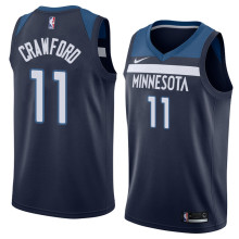NBA Men Minnesota Timberwolves Dark Blue #11 CRAWFORD Jersey High Quality Name and Number Print
