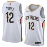 NBA Men New Orleans Pelicans White #12 JONES Jersey High Quality Name and Number Print
