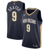 NBA Men New Orleans Pelicans Dark Blue #9 OKAFOR Jersey High Quality Name and Number Print