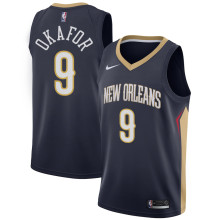 NBA Men New Orleans Pelicans Dark Blue #9 OKAFOR Jersey High Quality Name and Number Print