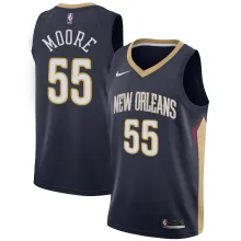 NBA Men New Orleans Pelicans Dark Blue #55 MOORE Jersey High Quality Name and Number Print