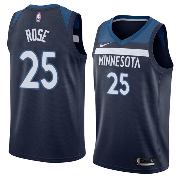 NBA Men Minnesota Timberwolves Dark Blue #25 ROSE Jersey High Quality Name and Number Print