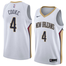 NBA Men New Orleans Pelicans White #4 COOKE Jersey High Quality Name and Number Print