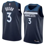 NBA Men Minnesota Timberwolves Dark Blue #3 BROWN Jersey High Quality Name and Number Print