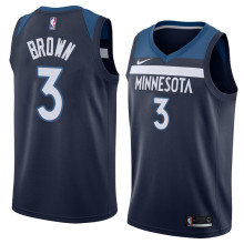NBA Men Minnesota Timberwolves Dark Blue #3 BROWN Jersey High Quality Name and Number Print