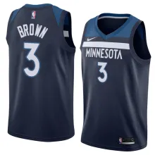 NBA Men Minnesota Timberwolves Dark Blue #3 BROWN Jersey High Quality Name and Number Print