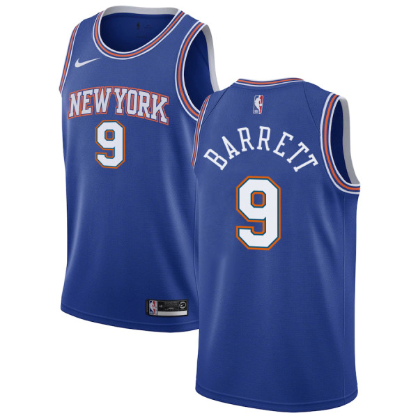 NBA Men New York Knicks Blue #9 BARRETT Jersey High Quality Name and Number Print